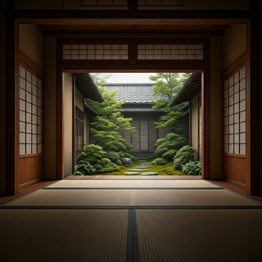 Restored machiya interior 8 — tatami, cedar, and natural light